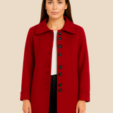 Elegancki płaszcz damski z kołnierzem – klasyczny płaszcz z guzikami