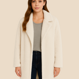 Miękki płaszcz damski z futerkiem – elegancki płaszcz z kołnierzem na chłodne dni