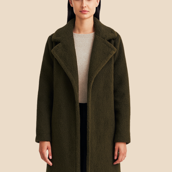 Miękki płaszcz damski z futerkiem – elegancki płaszcz z kołnierzem na chłodne dni