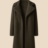 Miękki płaszcz damski z futerkiem – elegancki płaszcz z kołnierzem na chłodne dni