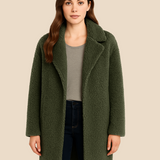 Miękki płaszcz damski z futerkiem – elegancki płaszcz z kołnierzem na chłodne dni