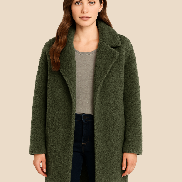 Miękki płaszcz damski z futerkiem – elegancki płaszcz z kołnierzem na chłodne dni