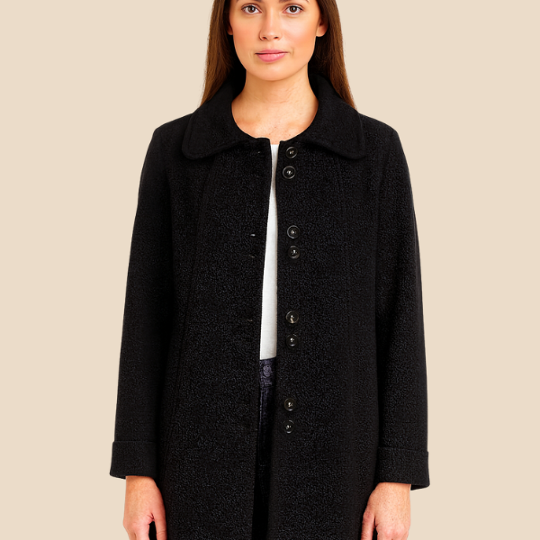 Elegancki płaszcz damski z kołnierzem – klasyczny płaszcz z guzikami