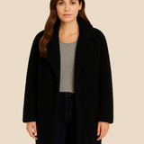 Miękki płaszcz damski z futerkiem – elegancki płaszcz z kołnierzem na chłodne dni