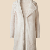 Miękki płaszcz damski z futerkiem – elegancki płaszcz z kołnierzem na chłodne dni