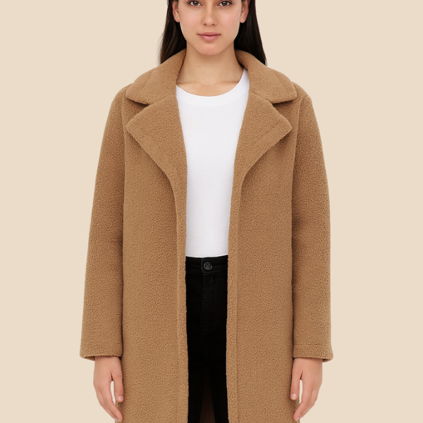 Miękki płaszcz damski z futerkiem – elegancki płaszcz z kołnierzem na chłodne dni