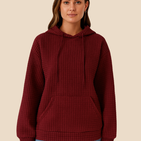 Bluza damska z kapturem z ciepłej dzianiny