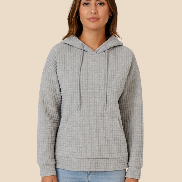 Bluza damska z kapturem z ciepłej dzianiny