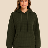 Bluza damska z kapturem z ciepłej dzianiny