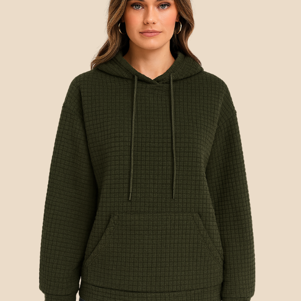 Bluza damska z kapturem z ciepłej dzianiny