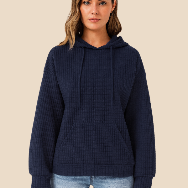 Bluza damska z kapturem z ciepłej dzianiny