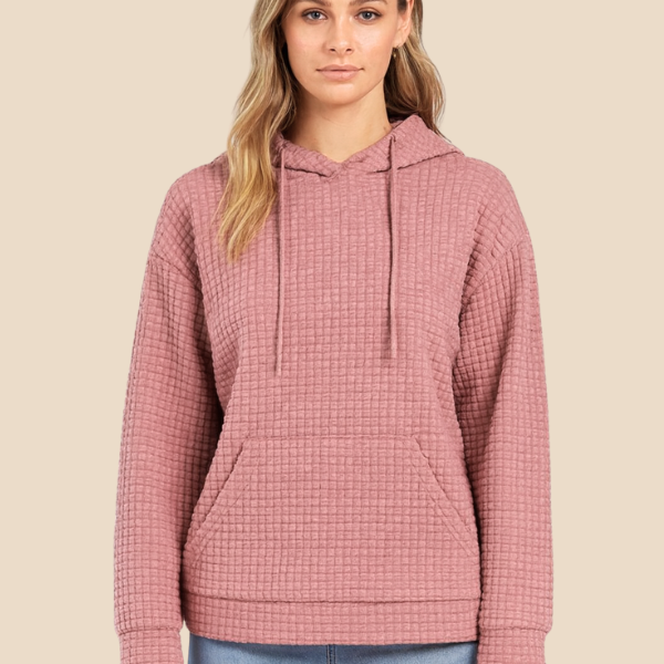 Bluza damska z kapturem z ciepłej dzianiny