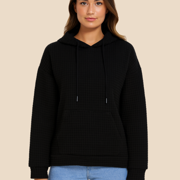 Bluza damska z kapturem z ciepłej dzianiny