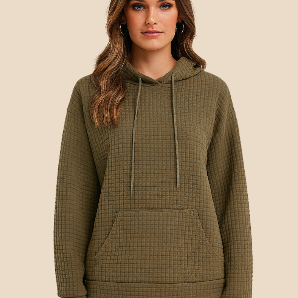 Bluza damska z kapturem z ciepłej dzianiny