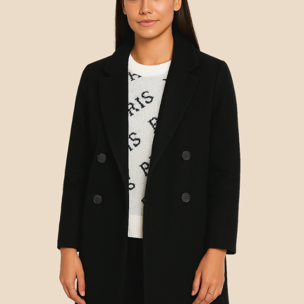 Elegancki płaszcz damski dwurzędowy – klasyczny płaszcz na jesień i zimę