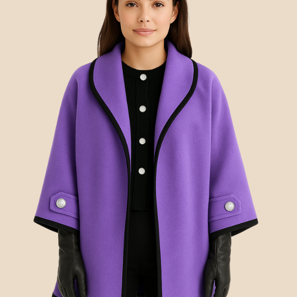 Stylowe ponczo damskie z kapturem i guzikami – eleganckie okrycie na jesień i zimę