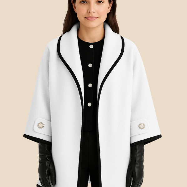 Stylowe ponczo damskie z kapturem i guzikami – eleganckie okrycie na jesień i zimę