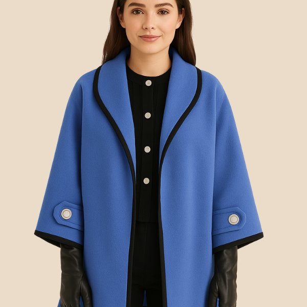 Stylowe ponczo damskie z kapturem i guzikami – eleganckie okrycie na jesień i zimę
