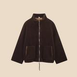 Bluza damska z futerkiem sherpa – ciepła bluza z zamkiem i kieszeniami