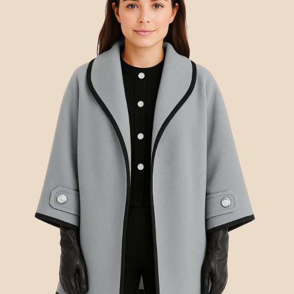 Stylowe ponczo damskie z kapturem i guzikami – eleganckie okrycie na jesień i zimę