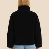 Bluza damska z futerkiem sherpa – ciepła bluza z zamkiem i kieszeniami