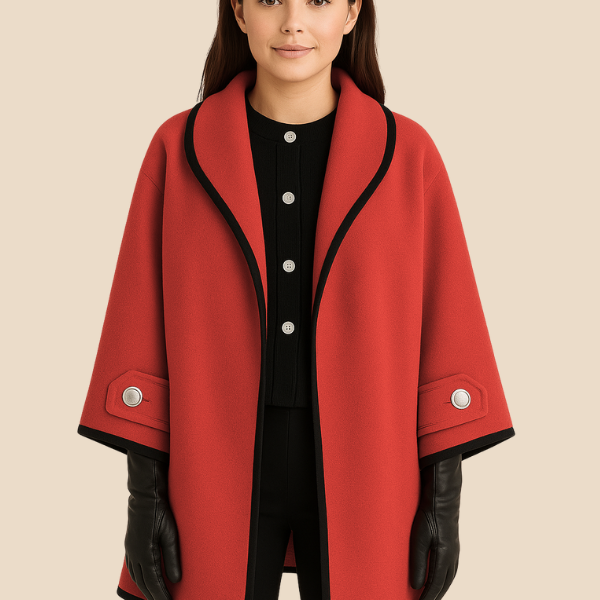 Stylowe ponczo damskie z kapturem i guzikami – eleganckie okrycie na jesień i zimę