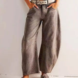 Damskie spodnie z wysokim stanem i luźnym krojem