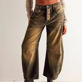 Damskie spodnie z wysokim stanem i luźnym krojem