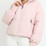 Krótsza kurtka puchowa oversize z wysokim kołnierzem