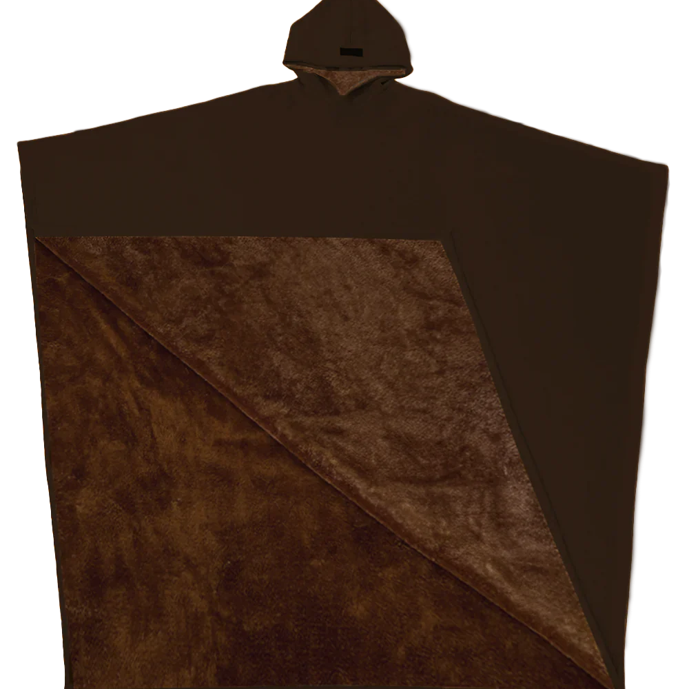 Ciepłe ponczo z kapturem z miękkiego polaru