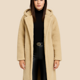 Płaszcz damski teddy z kapturem – ciepły pluszowy płaszcz na zimę