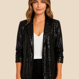 Marynarka damska cekinowa – błyszcząca elegancka marynarka na imprezę i wieczór