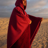 Ciepłe ponczo z kapturem z miękkiego polaru