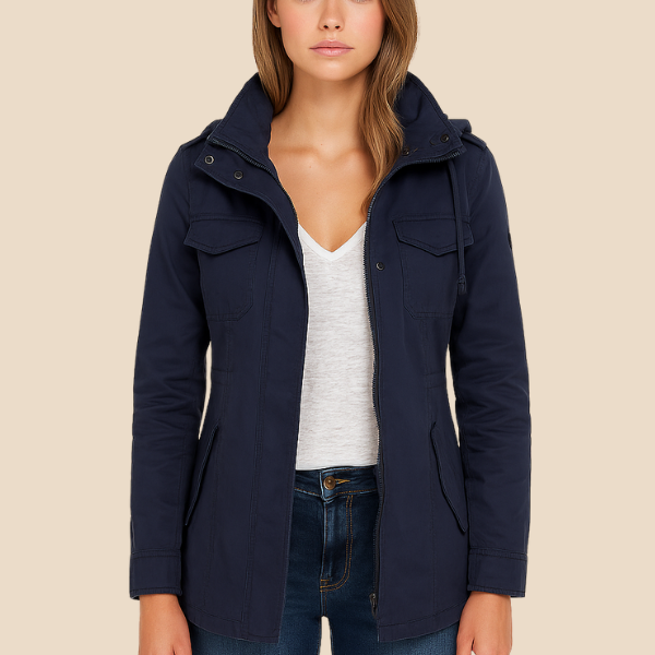 Kurtka damska casualowa z kieszeniami i zamkiem błyskawicznym