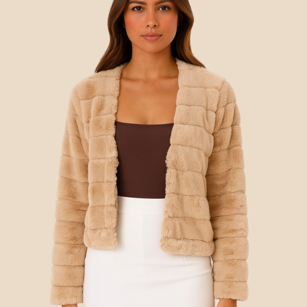 Kurtka damska z miękkiego futerka – elegancka krótka kurtka na chłodne dni