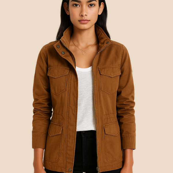 Kurtka damska casualowa z kieszeniami i zamkiem błyskawicznym