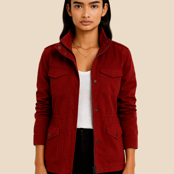 Kurtka damska casualowa z kieszeniami i zamkiem błyskawicznym