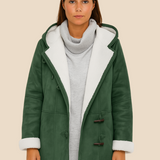 Damski płaszcz z kapturem i podszewką z miękkiego futerka