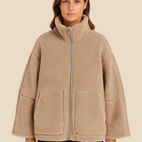 Bluza damska z futerkiem sherpa – ciepła bluza z zamkiem i kieszeniami