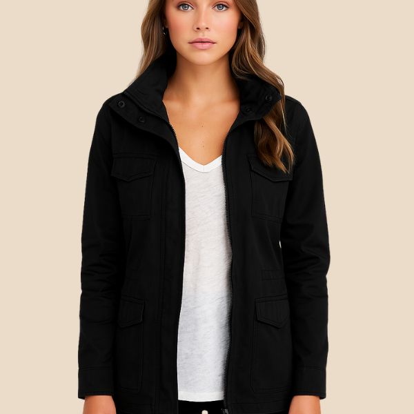 Kurtka damska casualowa z kieszeniami i zamkiem błyskawicznym