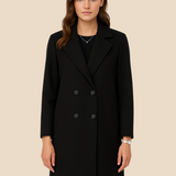 Klasyczny dwurzędowy płaszcz damski o eleganckim kroju