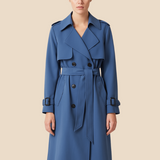 Damski klasyczny trencz z paskiem i klapami