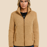 Miękka bluza teddy damska z kołnierzem zapinana na suwak