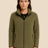 Miękka bluza teddy damska z kołnierzem zapinana na suwak