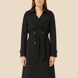 Damski klasyczny trencz z paskiem i klapami