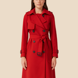 Damski klasyczny trencz z paskiem i klapami