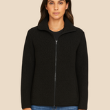 Miękka bluza teddy damska z kołnierzem zapinana na suwak