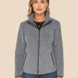 Miękka bluza teddy damska z kołnierzem zapinana na suwak