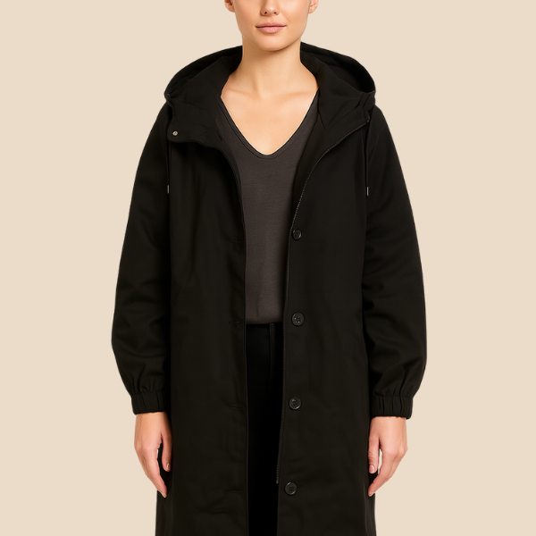 Długi płaszcz damski z kapturem – lekki płaszcz przeciwdeszczowy na wiosnę i jesień