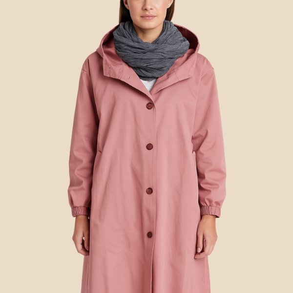 Długi płaszcz damski z kapturem – lekki płaszcz przeciwdeszczowy na wiosnę i jesień